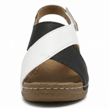 Women's Leather Sandals with Cushioned Sole, Adjustable Straps, Lightweight Casual Fit - Mateo & Eliana