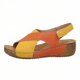 Women's Leather Sandals with Cushioned Sole, Adjustable Straps, Lightweight Casual Fit - Mateo & Eliana
