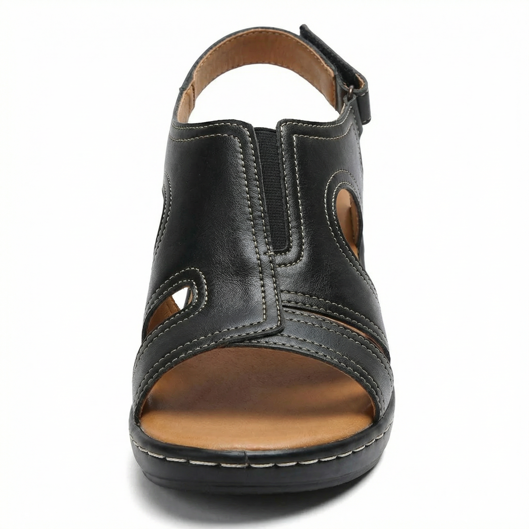 Women's open toe low heel sandals with arch support