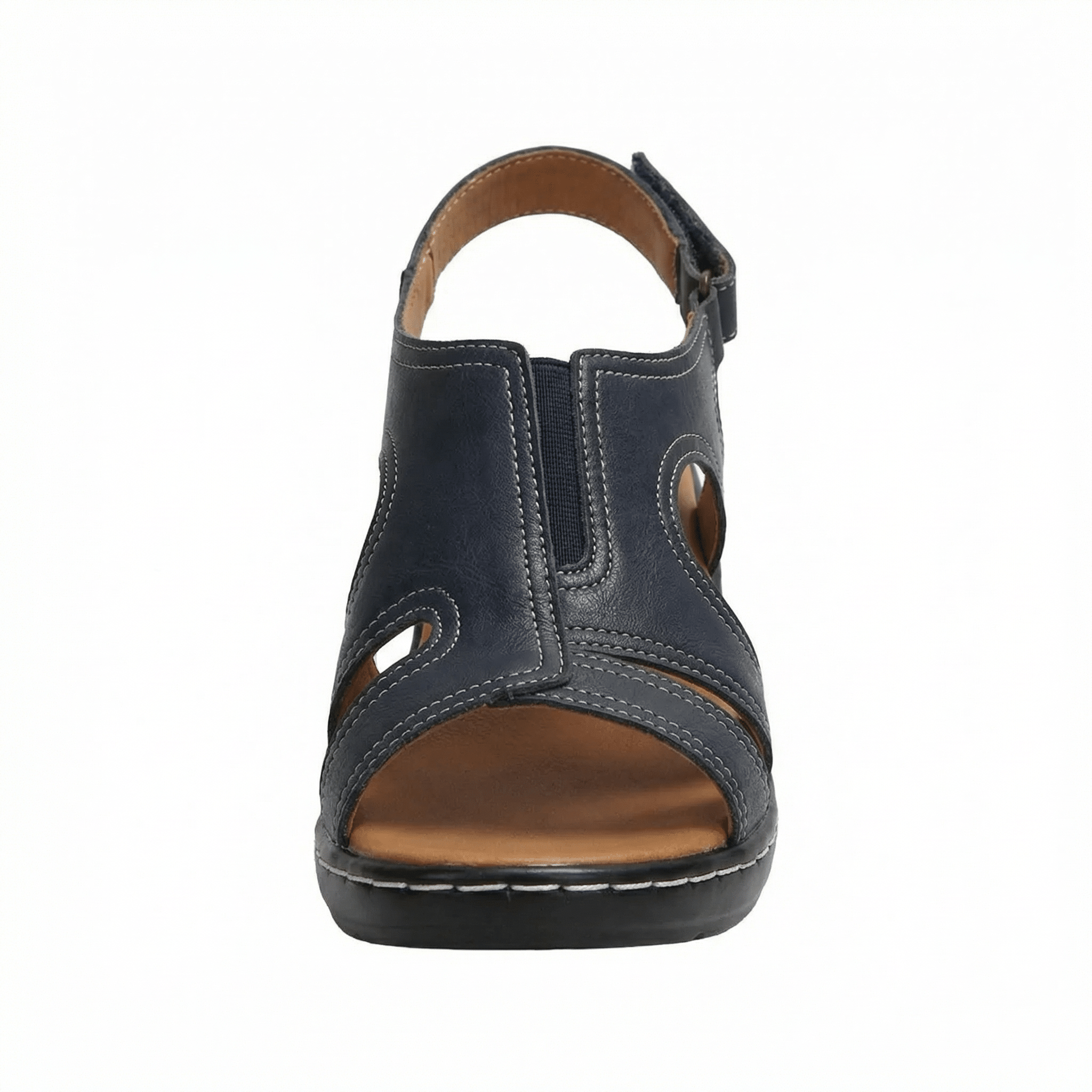 Women's Open Toe Low Heel Sandals With Arch Support Cushioned Footbed Hook-and-Loop Strap - Mateo & Eliana