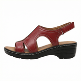 Women's Open Toe Low Heel Sandals With Arch Support Cushioned Footbed Hook-and-Loop Strap - Mateo & Eliana