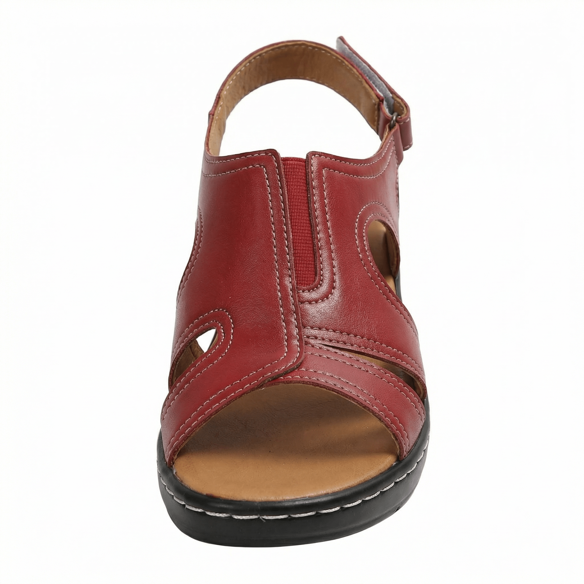 Women's Open Toe Low Heel Sandals With Arch Support Cushioned Footbed Hook-and-Loop Strap - Mateo & Eliana
