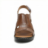 Women's Open Toe Low Heel Sandals With Arch Support Cushioned Footbed Hook-and-Loop Strap - Mateo & Eliana
