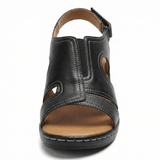 Women's Open Toe Low Heel Sandals With Arch Support Cushioned Footbed Hook-and-Loop Strap - Mateo & Eliana