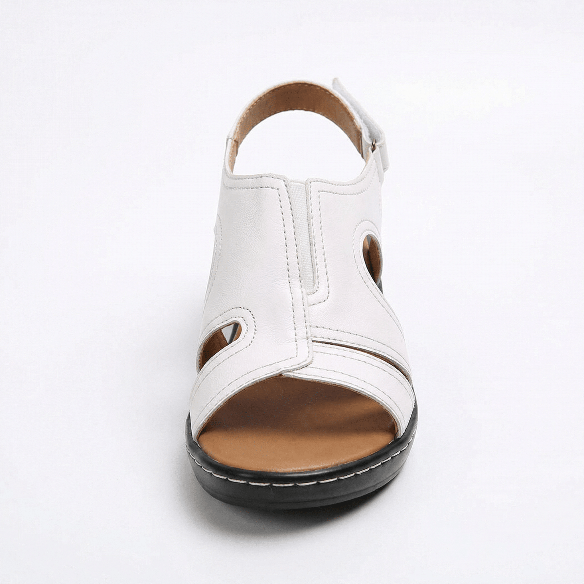 Women's Open Toe Low Heel Sandals With Arch Support Cushioned Footbed Hook-and-Loop Strap - Mateo & Eliana