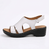 Women's Open Toe Low Heel Sandals With Arch Support Cushioned Footbed Hook-and-Loop Strap - Mateo & Eliana