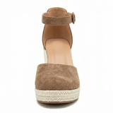 Women's Wedge Espadrille Sandals Open Toe Slip-On Breathable Fabric Casual Summer - Mateo & Eliana
