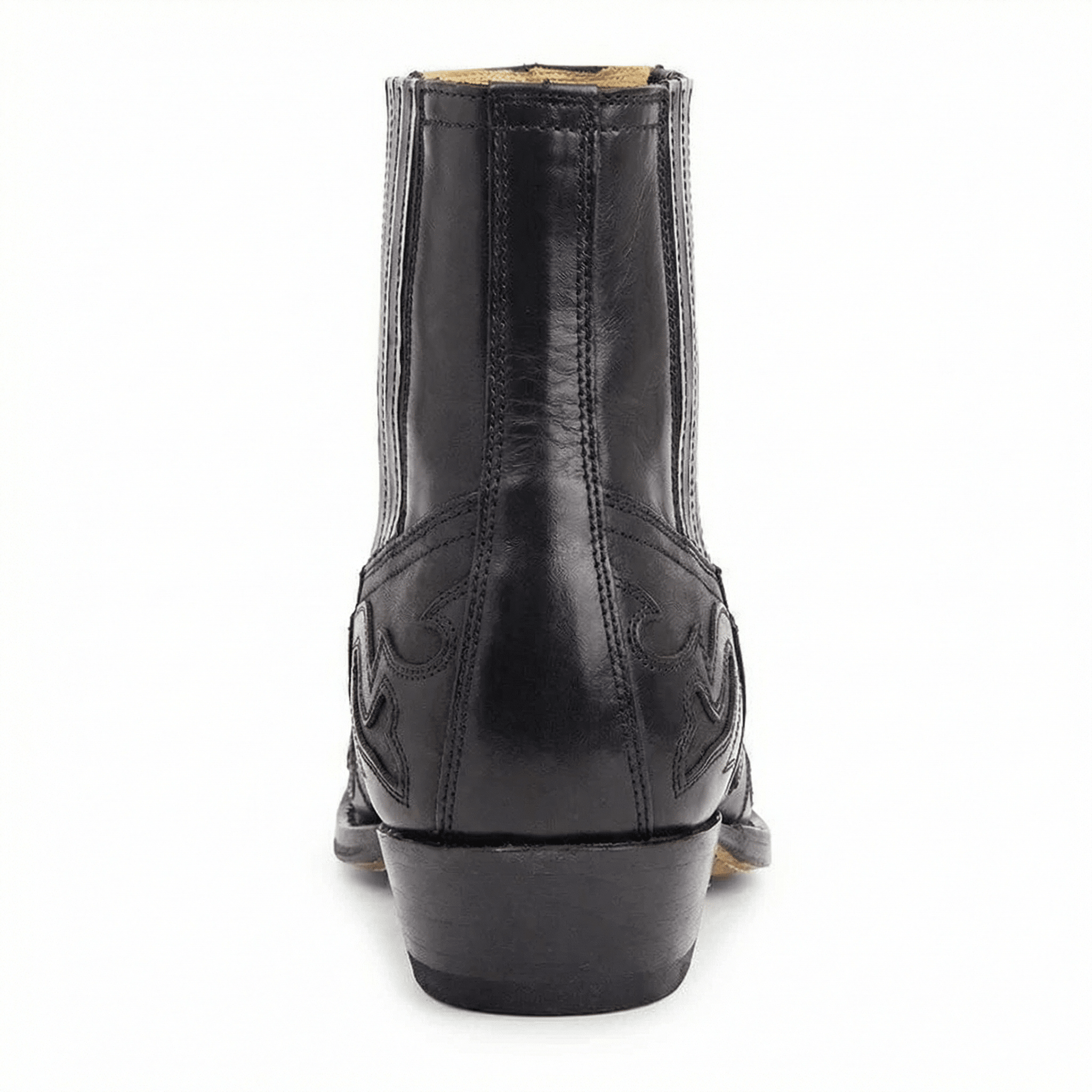 Cowboy Boots Western Genuine Leather Pointed Toe Block Heel Embroidered Pull-On - Mateo & Eliana