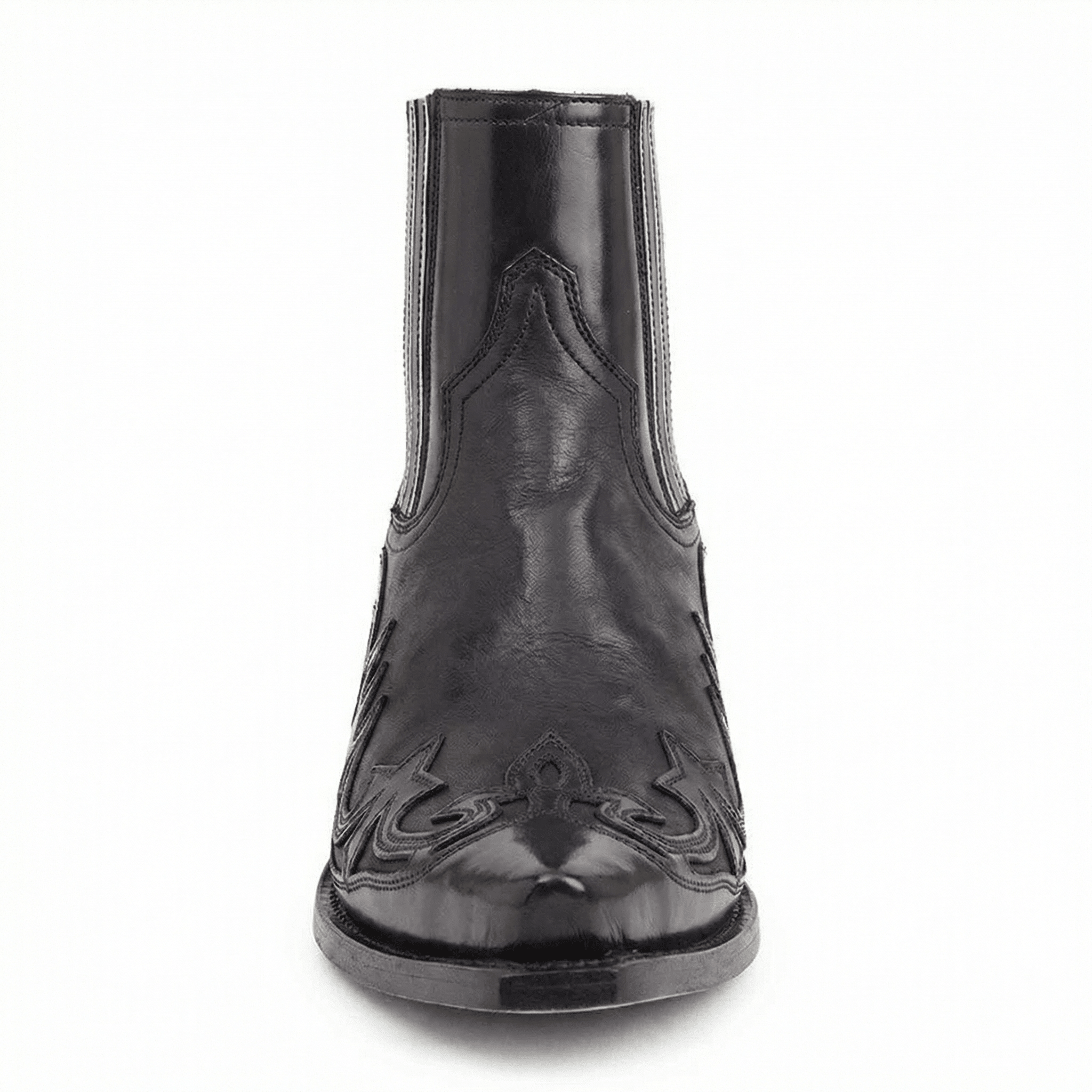 Cowboy Boots Western Genuine Leather Pointed Toe Block Heel Embroidered Pull-On - Mateo & Eliana