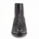 Cowboy Boots Western Genuine Leather Pointed Toe Block Heel Embroidered Pull-On - Mateo & Eliana