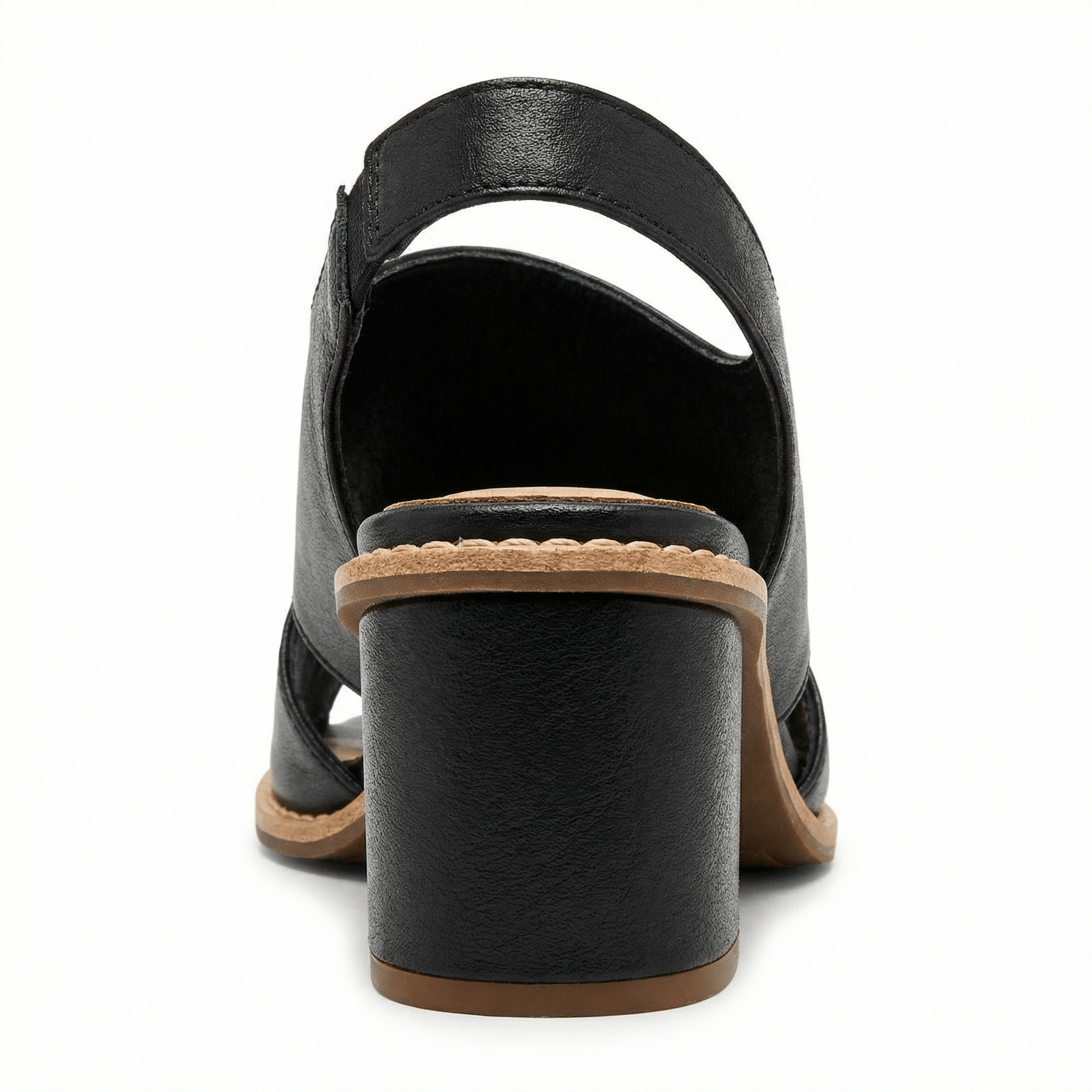 Leather Heeled Sandals with Comfort Footbed, Non-Slip Sole, Buckle Strap - Mateo & Eliana