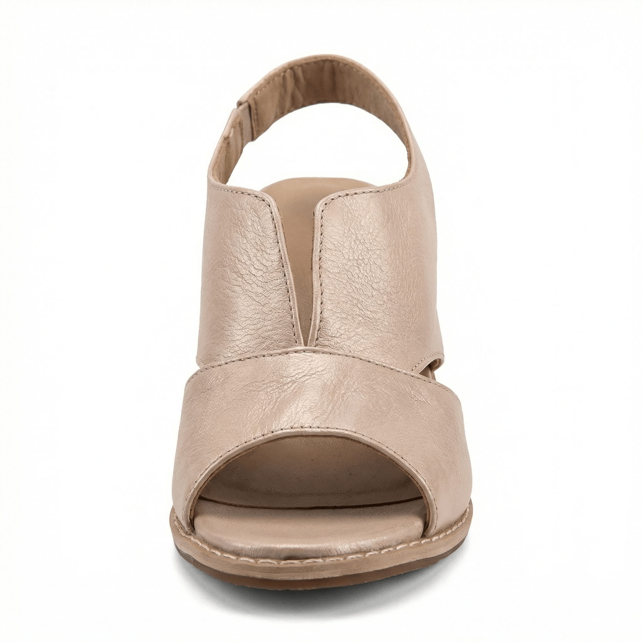 Leather Heeled Sandals with Comfort Footbed, Non-Slip Sole, Buckle Strap - Mateo & Eliana