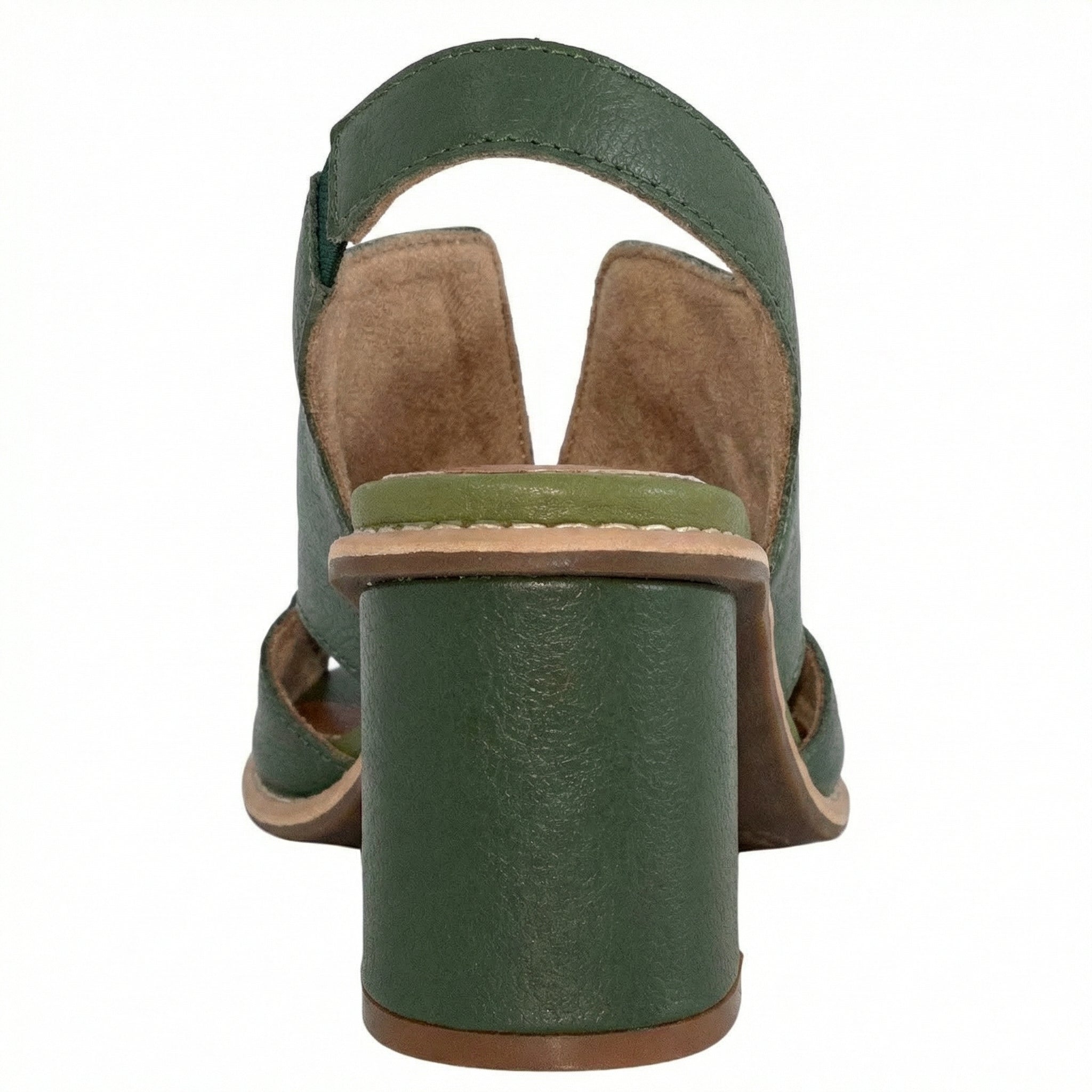 Leather Heeled Sandals with Comfort Footbed, Non-Slip Sole, Buckle Strap - Mateo & Eliana