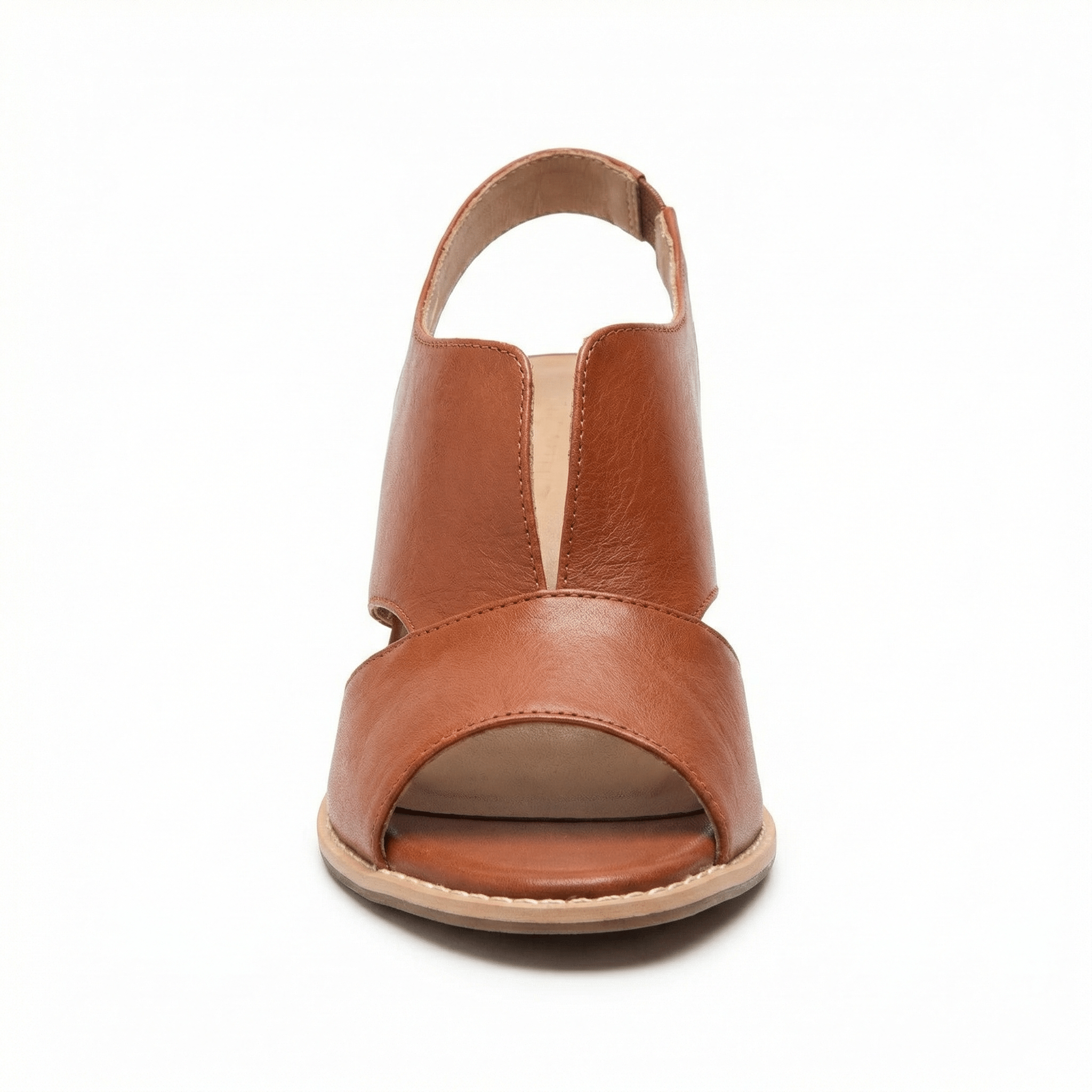 Leather Heeled Sandals with Comfort Footbed, Non-Slip Sole, Buckle Strap - Mateo & Eliana