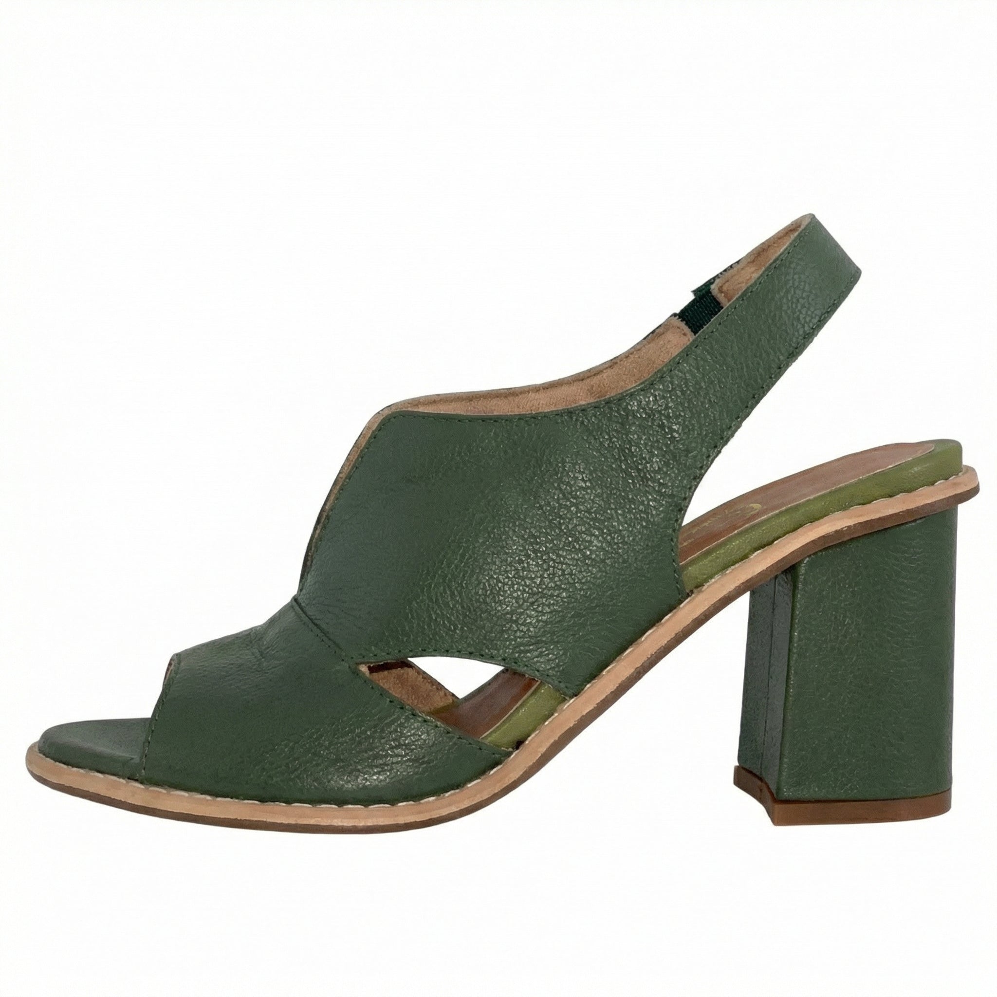 Leather Heeled Sandals with Comfort Footbed, Non-Slip Sole, Buckle Strap - Mateo & Eliana