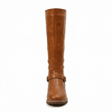 Leather High Boots Women's Cushioned Footbed Non-Slip Sole Comfortable Fit - Mateo & Eliana
