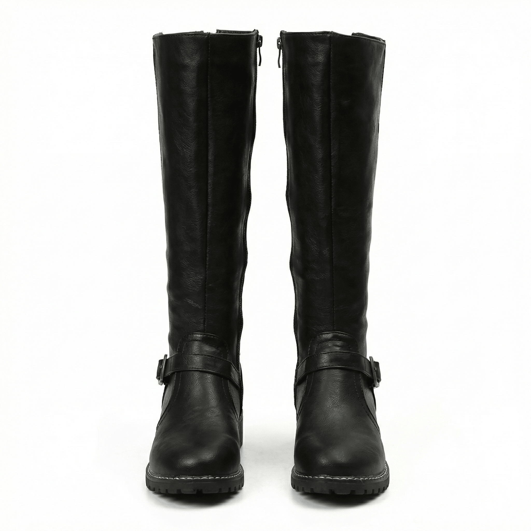 Leather High Boots Women's Cushioned Footbed Non-Slip Sole Comfortable Fit - Mateo & Eliana