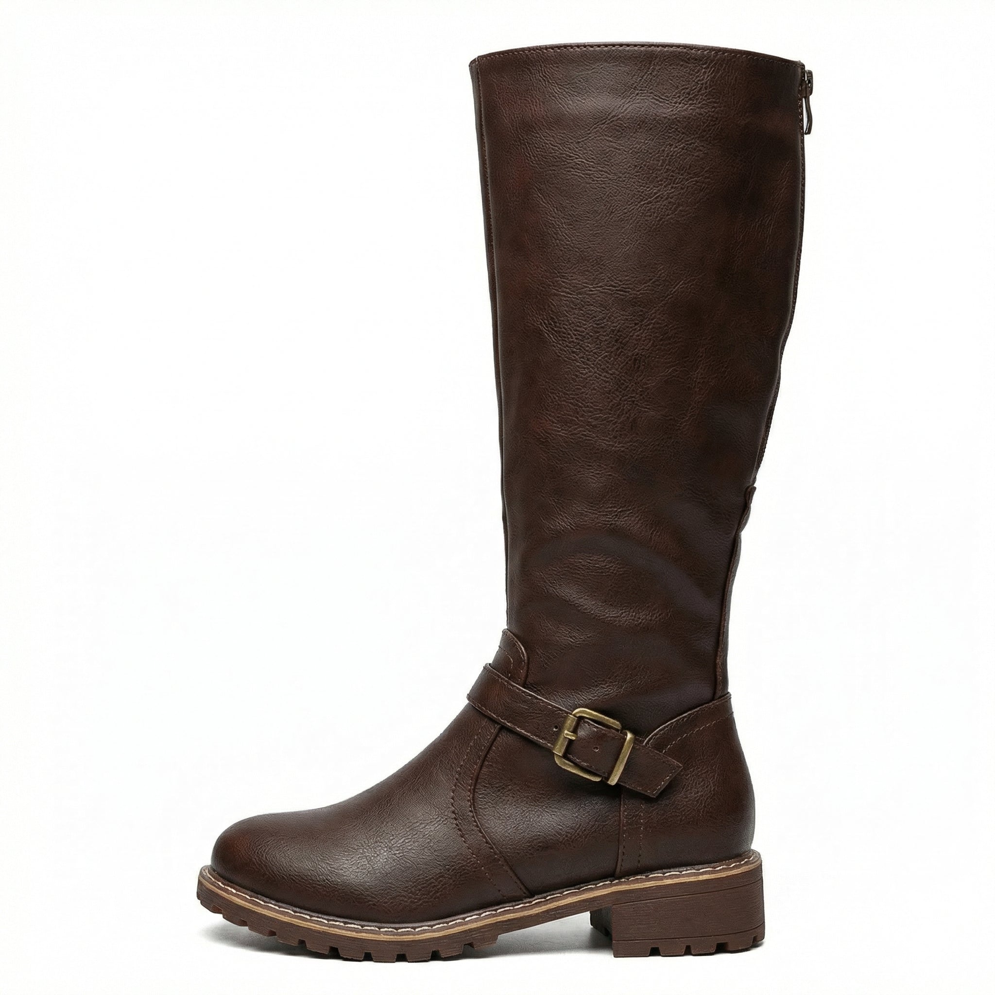Leather High Boots Women's Cushioned Footbed Non-Slip Sole Comfortable Fit - Mateo & Eliana