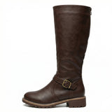 Leather High Boots Women's Cushioned Footbed Non-Slip Sole Comfortable Fit - Mateo & Eliana