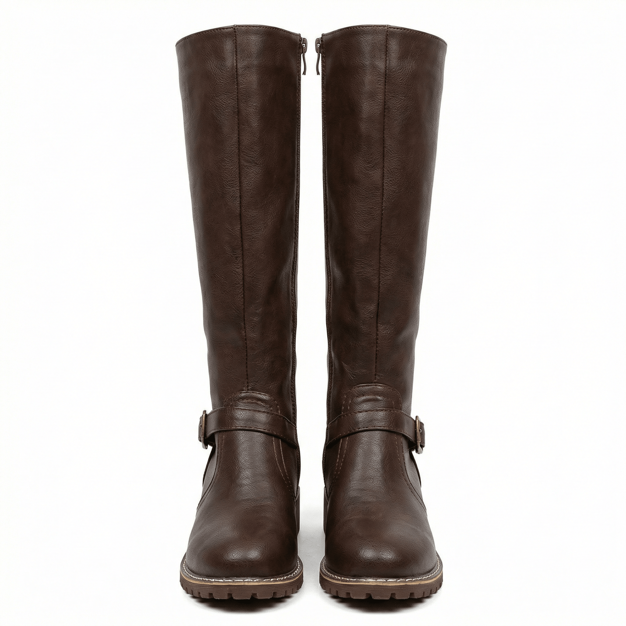 Leather High Boots Women's Cushioned Footbed Non-Slip Sole Comfortable Fit - Mateo & Eliana