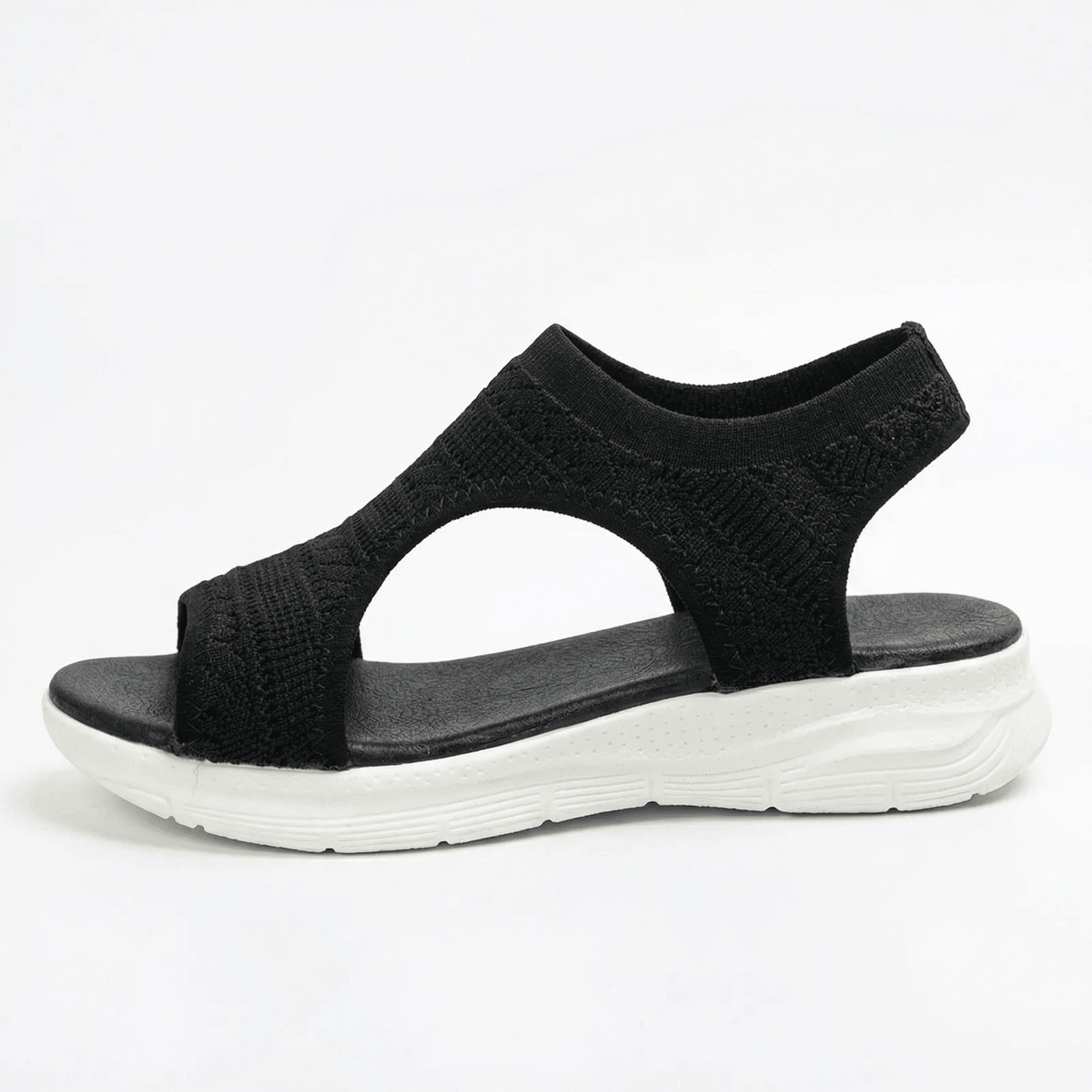 Sandals Women's Knit Slip-On Cushioned Footbed Open Toe Lightweight Walking Summer - Mateo & Eliana