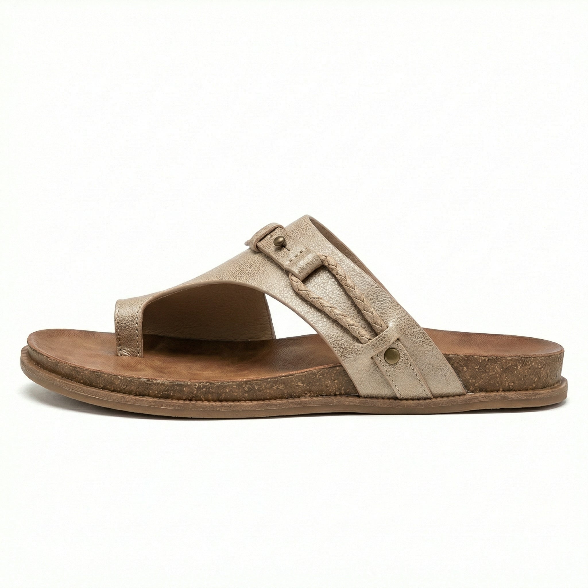 Slide Sandals Women's Vegan Leather Cushioned Footbed Slip-On Flat Summer - Mateo & Eliana