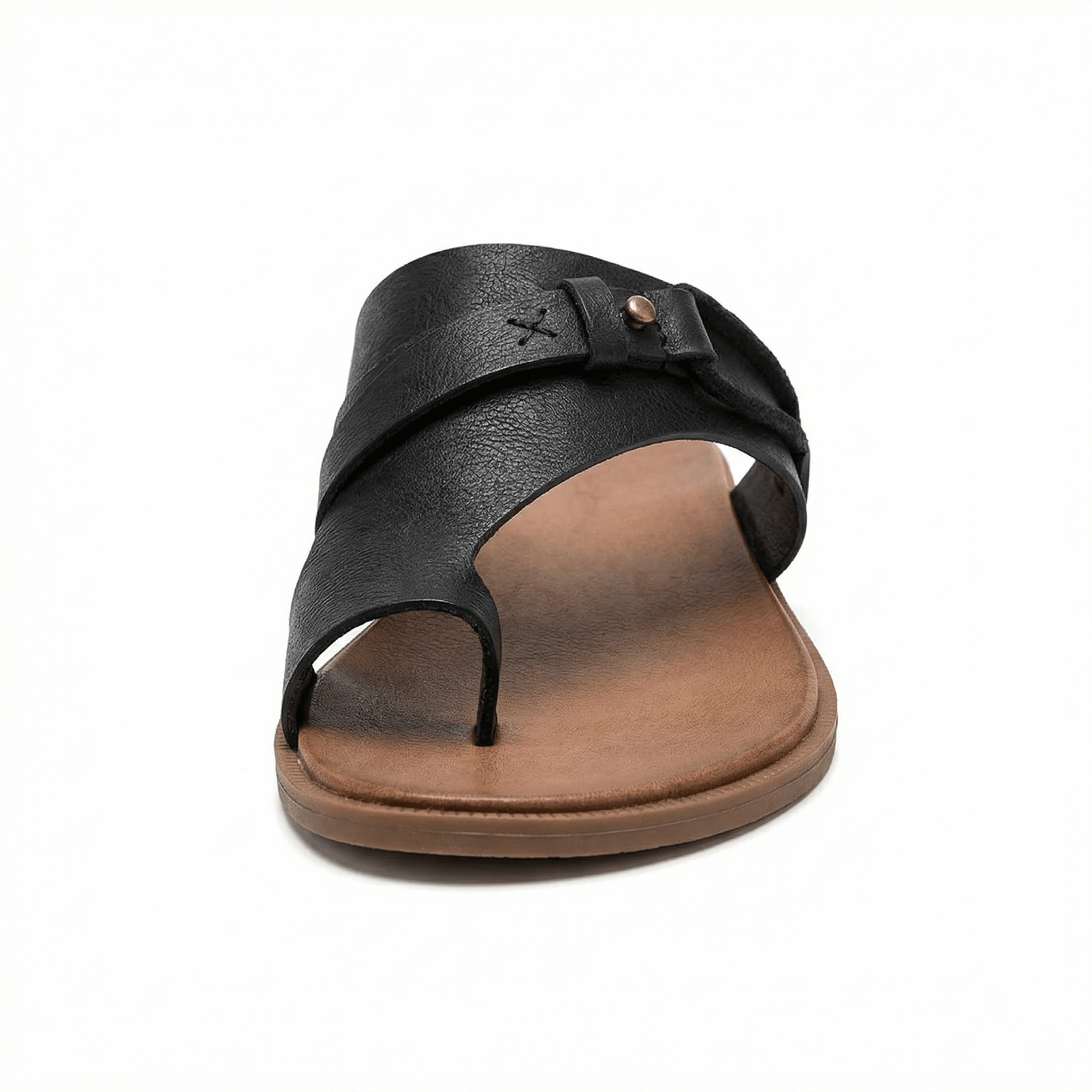 Slide Sandals Women's Vegan Leather Cushioned Footbed Slip-On Flat Summer - Mateo & Eliana