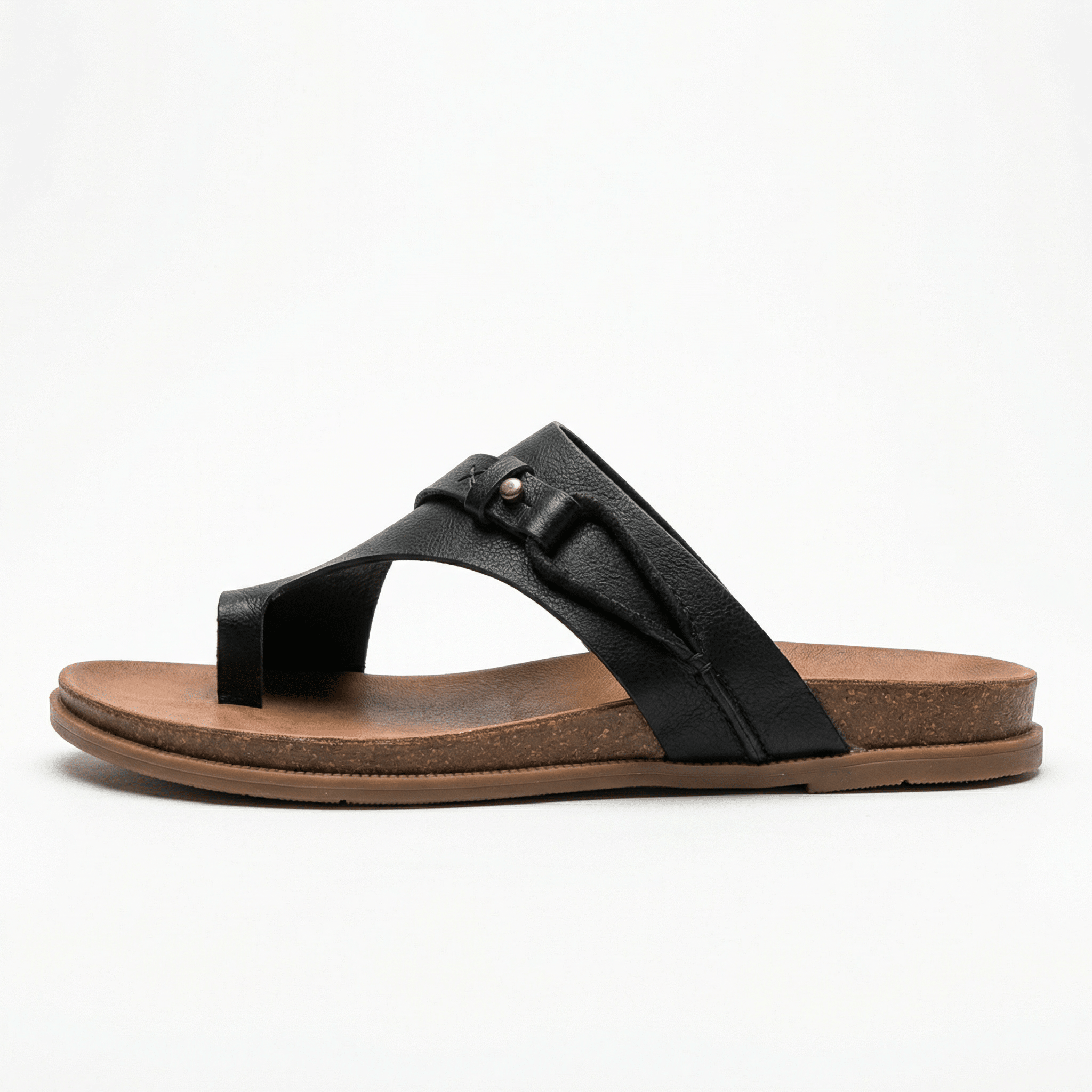 Slide Sandals Women's Vegan Leather Cushioned Footbed Slip-On Flat Summer - Mateo & Eliana