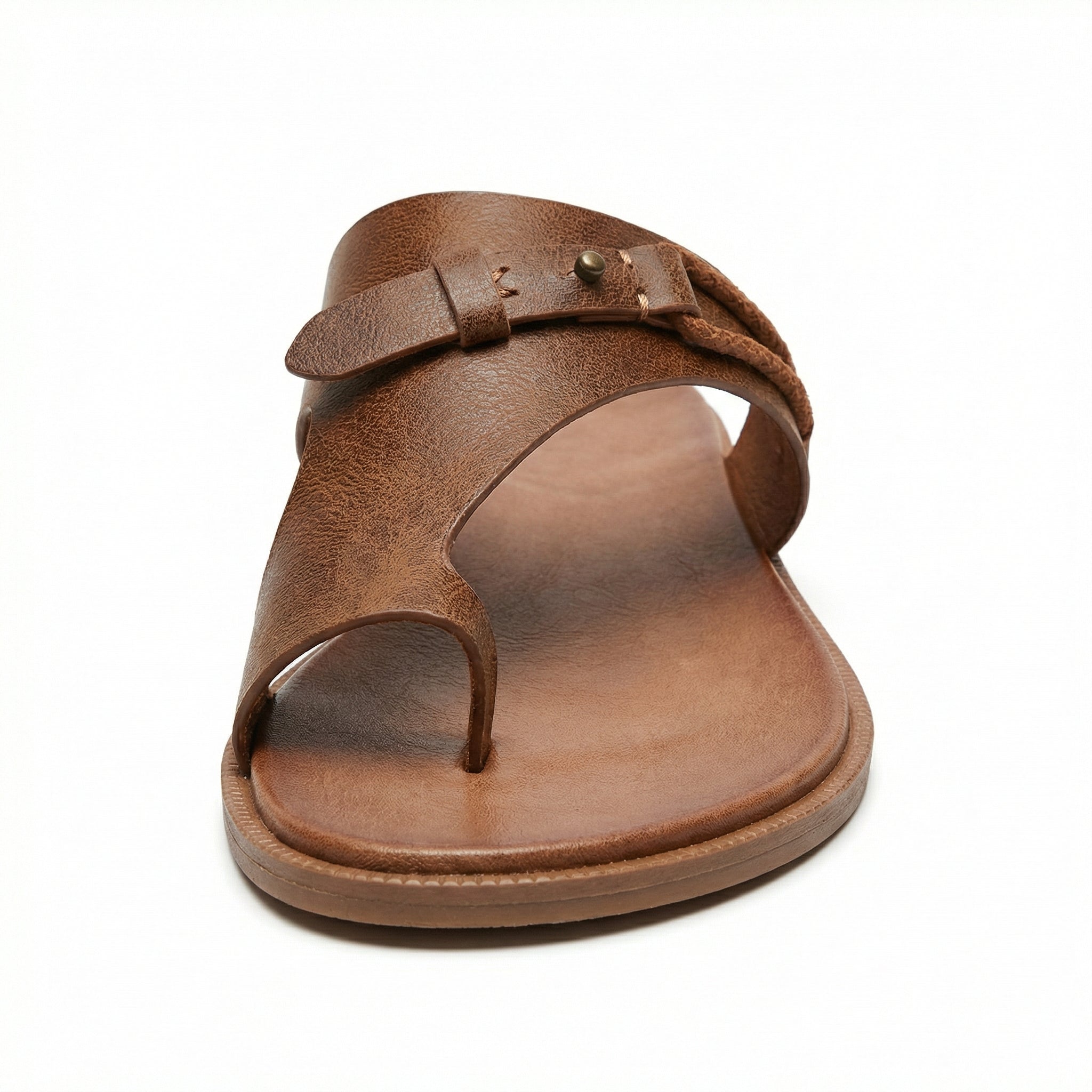 Slide Sandals Women's Vegan Leather Cushioned Footbed Slip-On Flat Summer - Mateo & Eliana