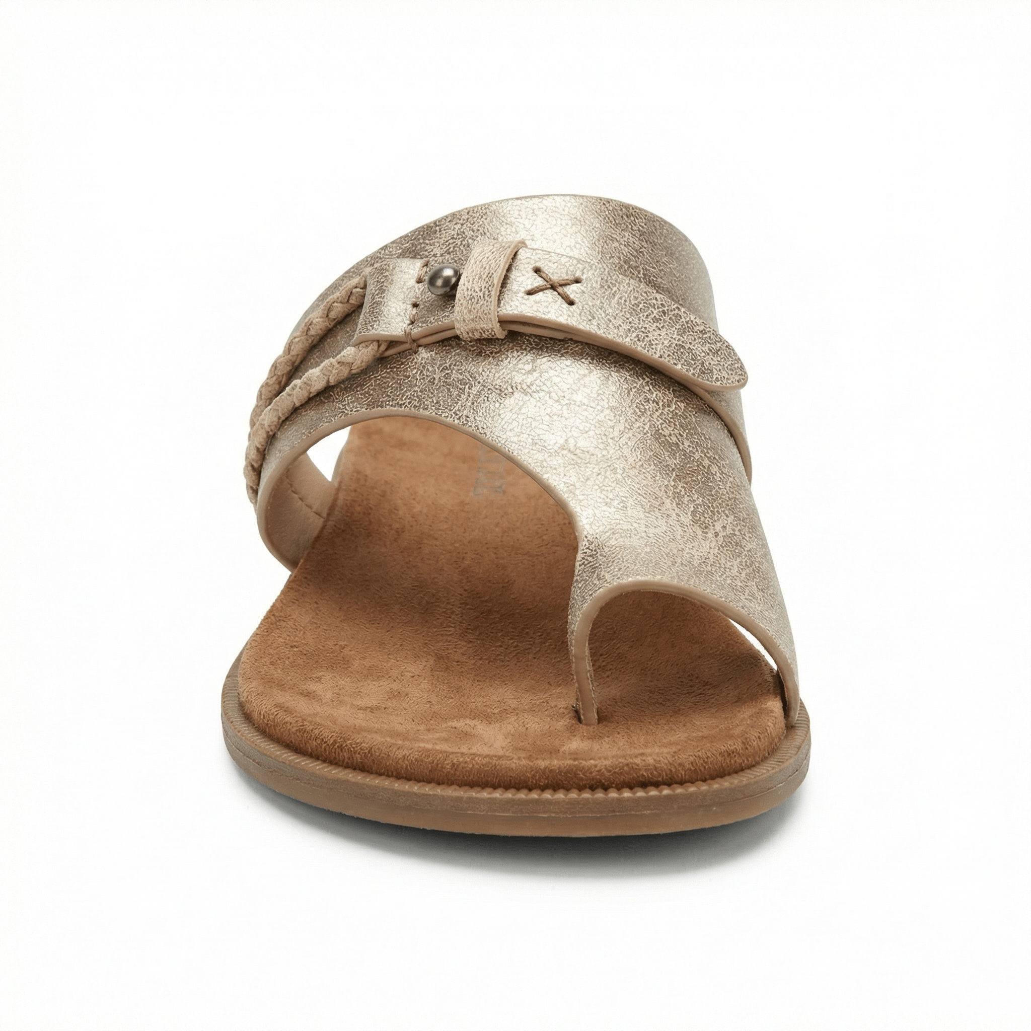 Slide Sandals Women's Vegan Leather Cushioned Footbed Slip-On Flat Summer - Mateo & Eliana