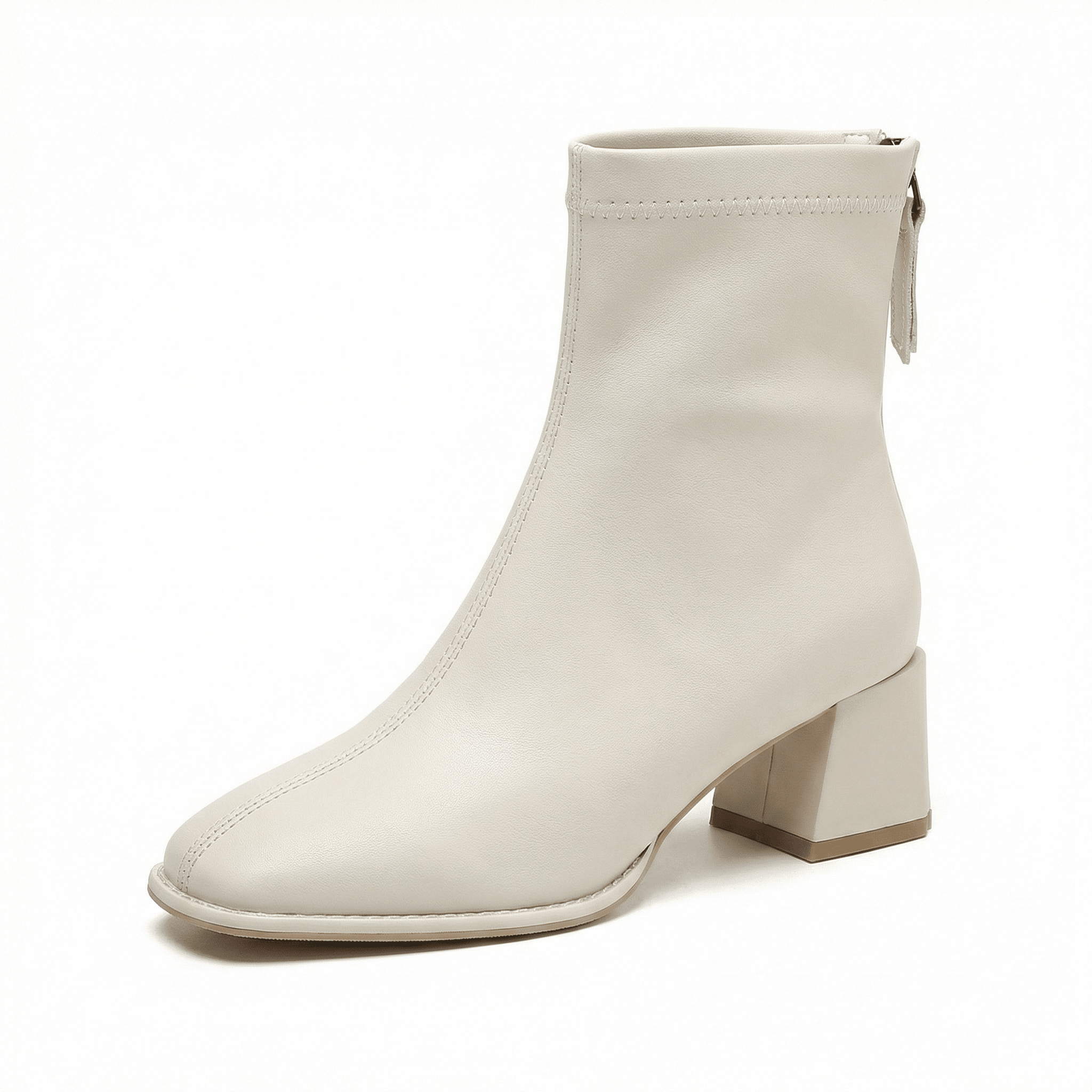 Square Toe Ankle Boots Mid Block Heel Side Zipper Women's Everyday Wear - Mateo & Eliana