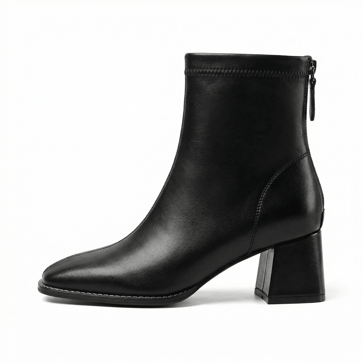 Square Toe Ankle Boots Mid Block Heel Side Zipper Women's Everyday Wear - Mateo & Eliana
