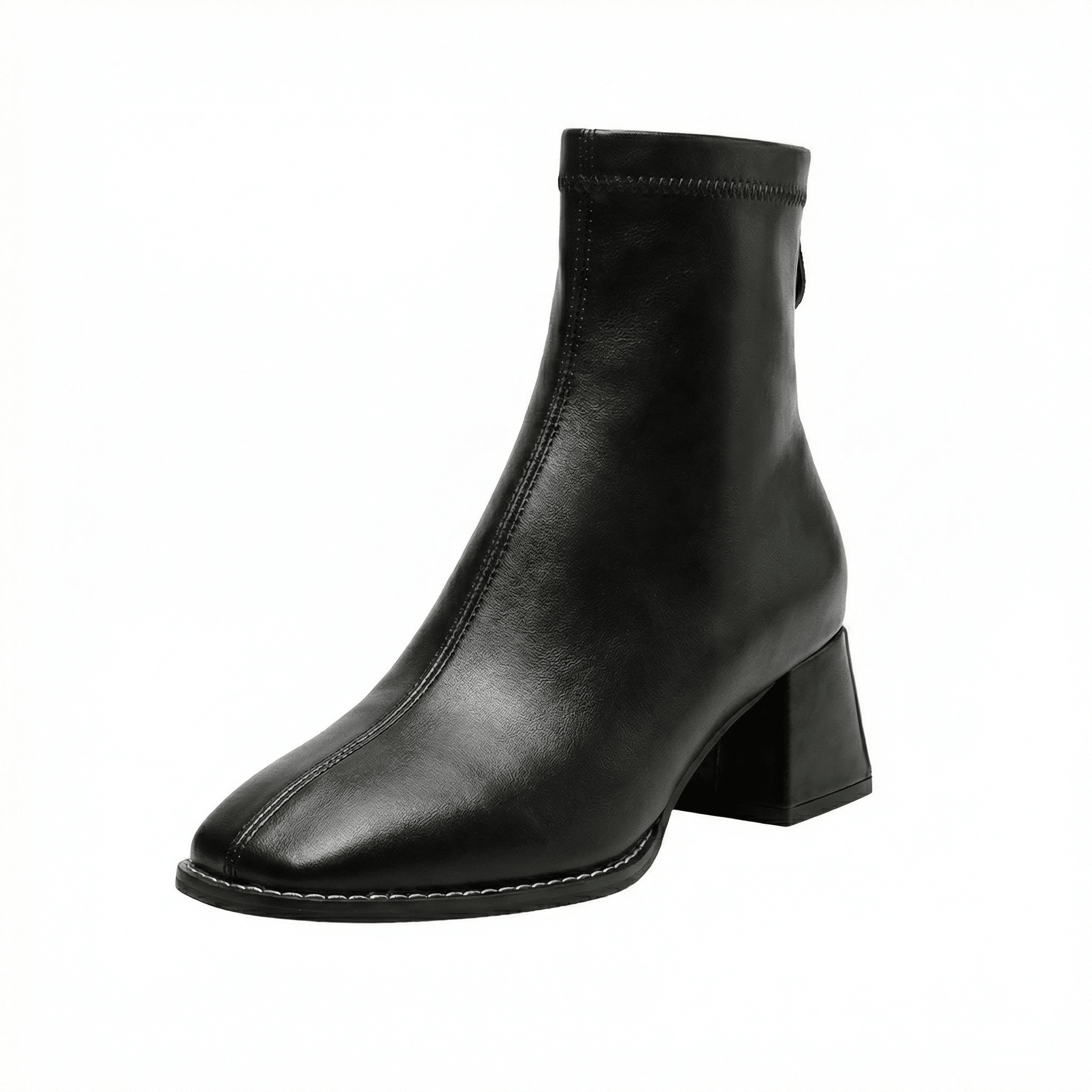 Square Toe Ankle Boots Mid Block Heel Side Zipper Women's Everyday Wear - Mateo & Eliana