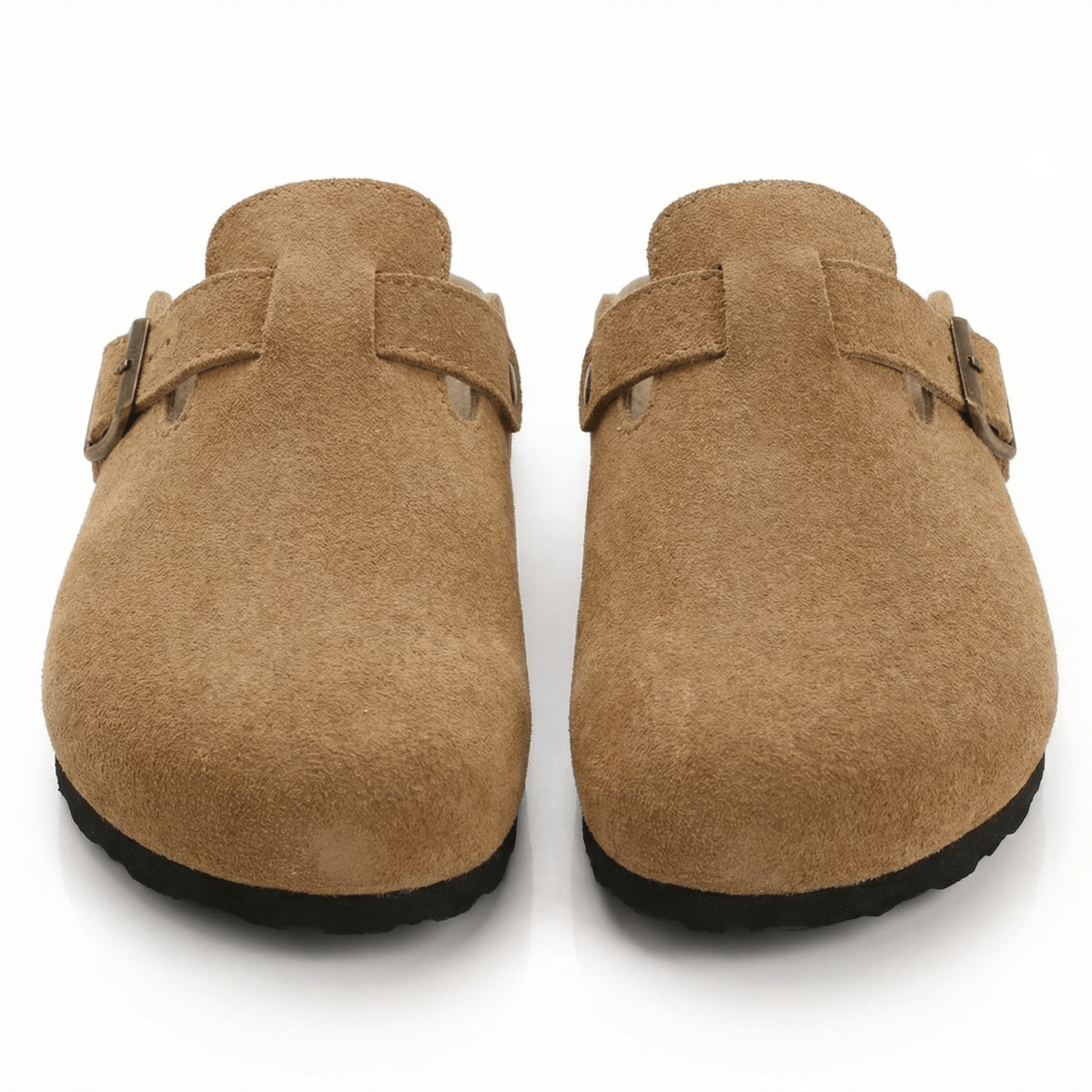 Suede Slippers Cork Footbed Adjustable Straps Slip-On Comfort Indoor Outdoor - Mateo & Eliana