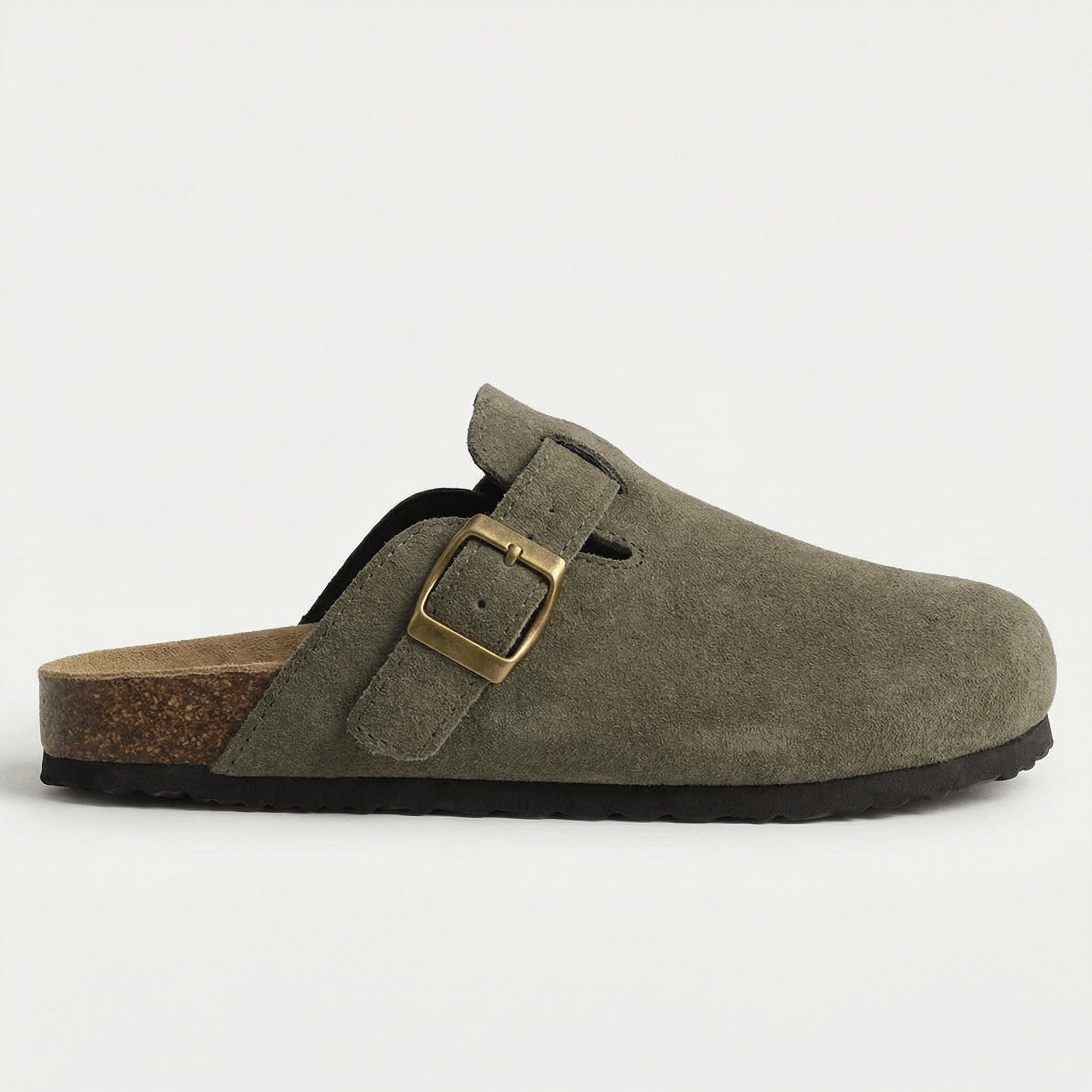 Suede Slippers Cork Footbed Adjustable Straps Slip-On Comfort Indoor Outdoor - Mateo & Eliana