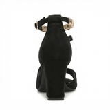 Women's Block Heel Sandals Open Toe Ankle Strap Buckle Closure Evening Party - Mateo & Eliana