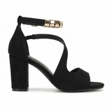 Women's Block Heel Sandals Open Toe Ankle Strap Buckle Closure Evening Party - Mateo & Eliana
