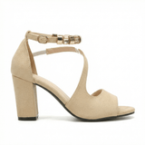 Women's Block Heel Sandals Open Toe Ankle Strap Buckle Closure Evening Party - Mateo & Eliana