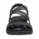 Women's Flat Open Toe Sandals Memory Foam Insole Adjustable Velcro Straps Faux Leather Upper - Mateo & Eliana