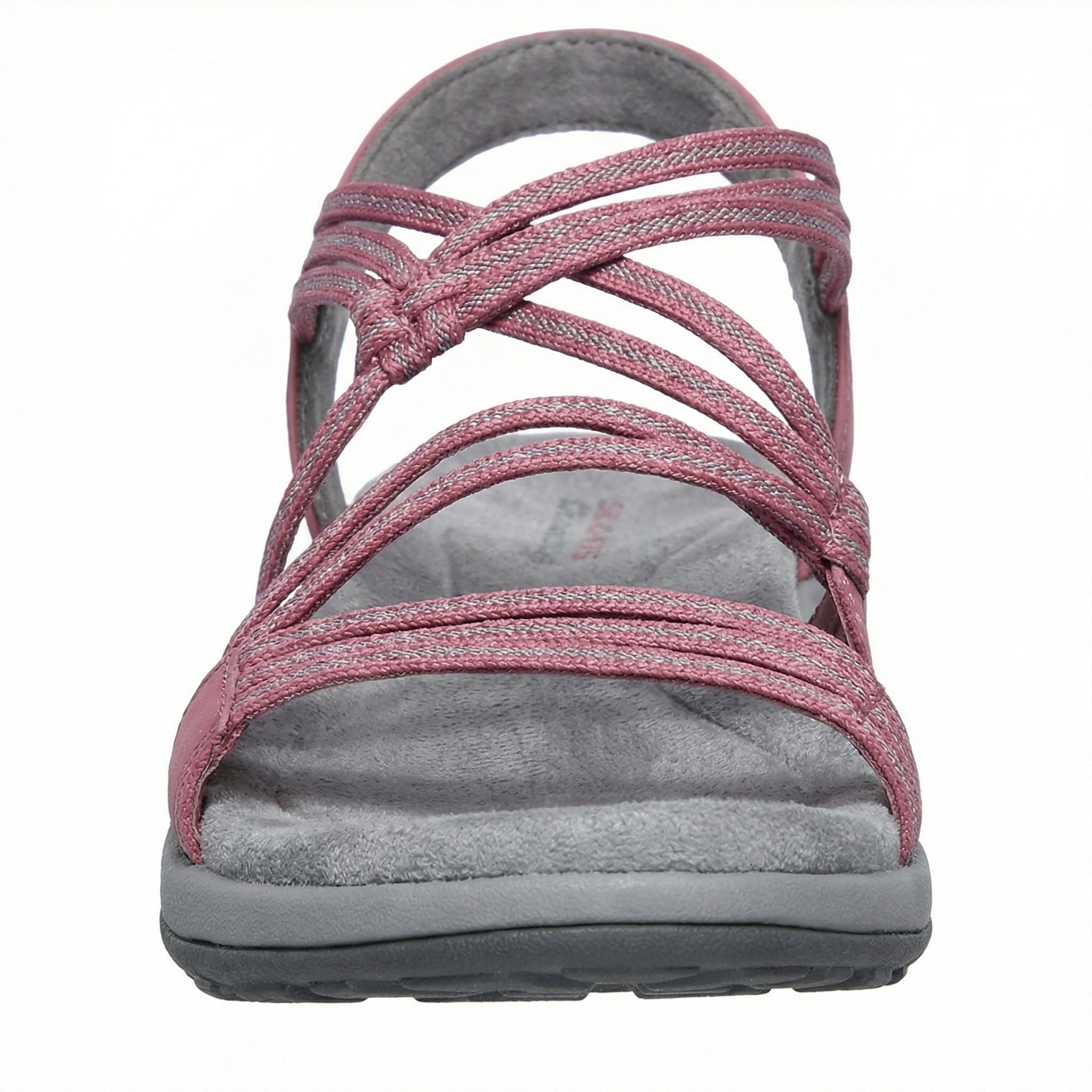 Women's Flat Open Toe Sandals Memory Foam Insole Adjustable Velcro Straps Faux Leather Upper - Mateo & Eliana
