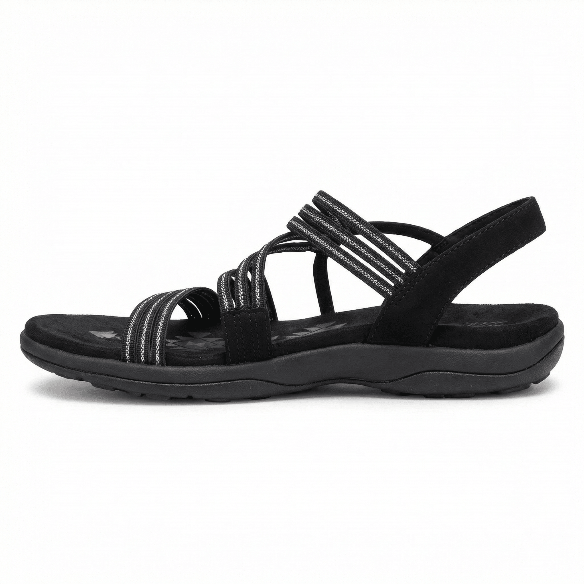 Women's Flat Open Toe Sandals Memory Foam Insole Adjustable Velcro Straps Faux Leather Upper - Mateo & Eliana