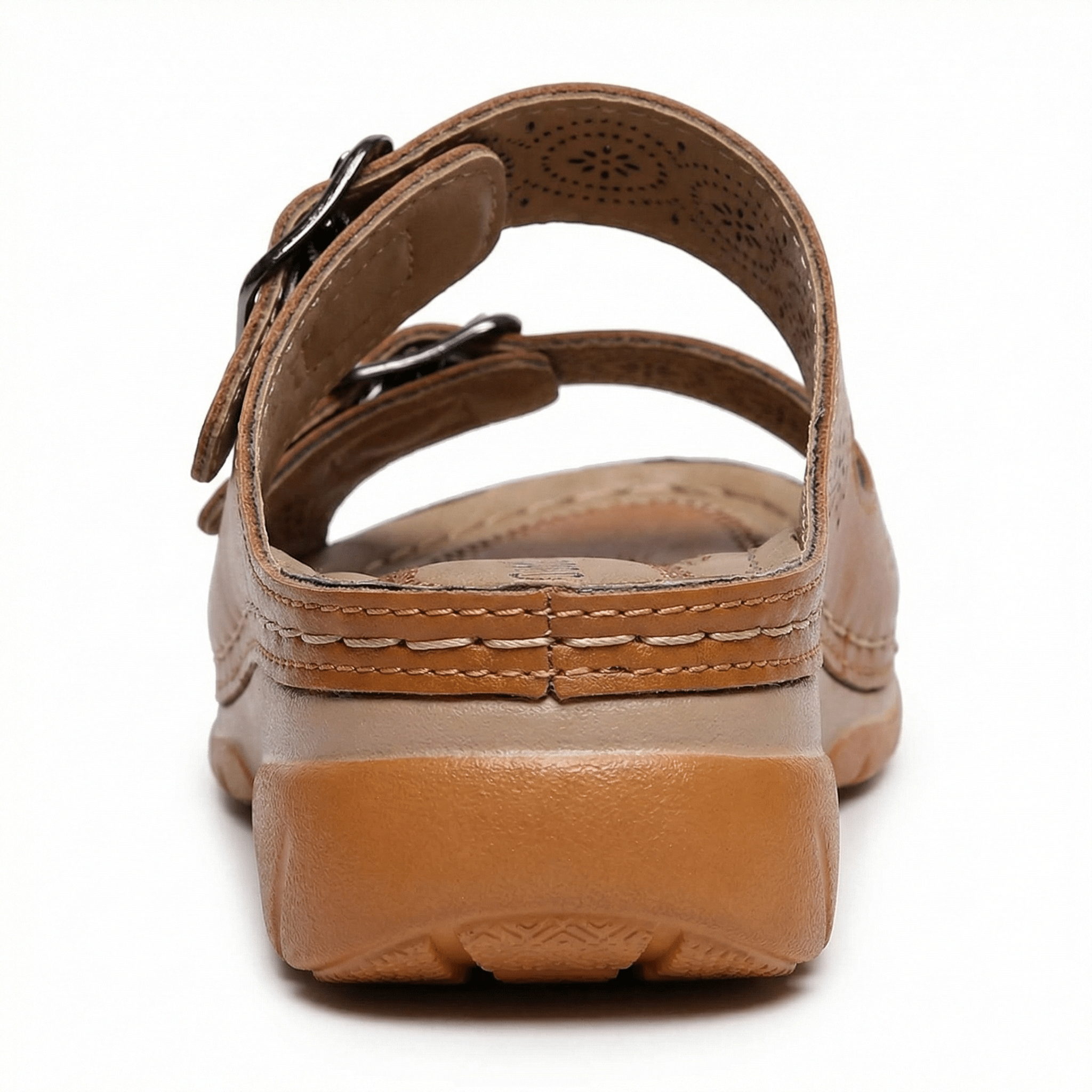 Women's Leather Sandals, Ergonomic Footbed, Arch Support, Adjustable Strap, Non-Slip Sole - Mateo & Eliana