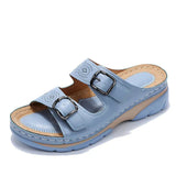Women's Leather Sandals, Ergonomic Footbed, Arch Support, Adjustable Strap, Non-Slip Sole - Mateo & Eliana