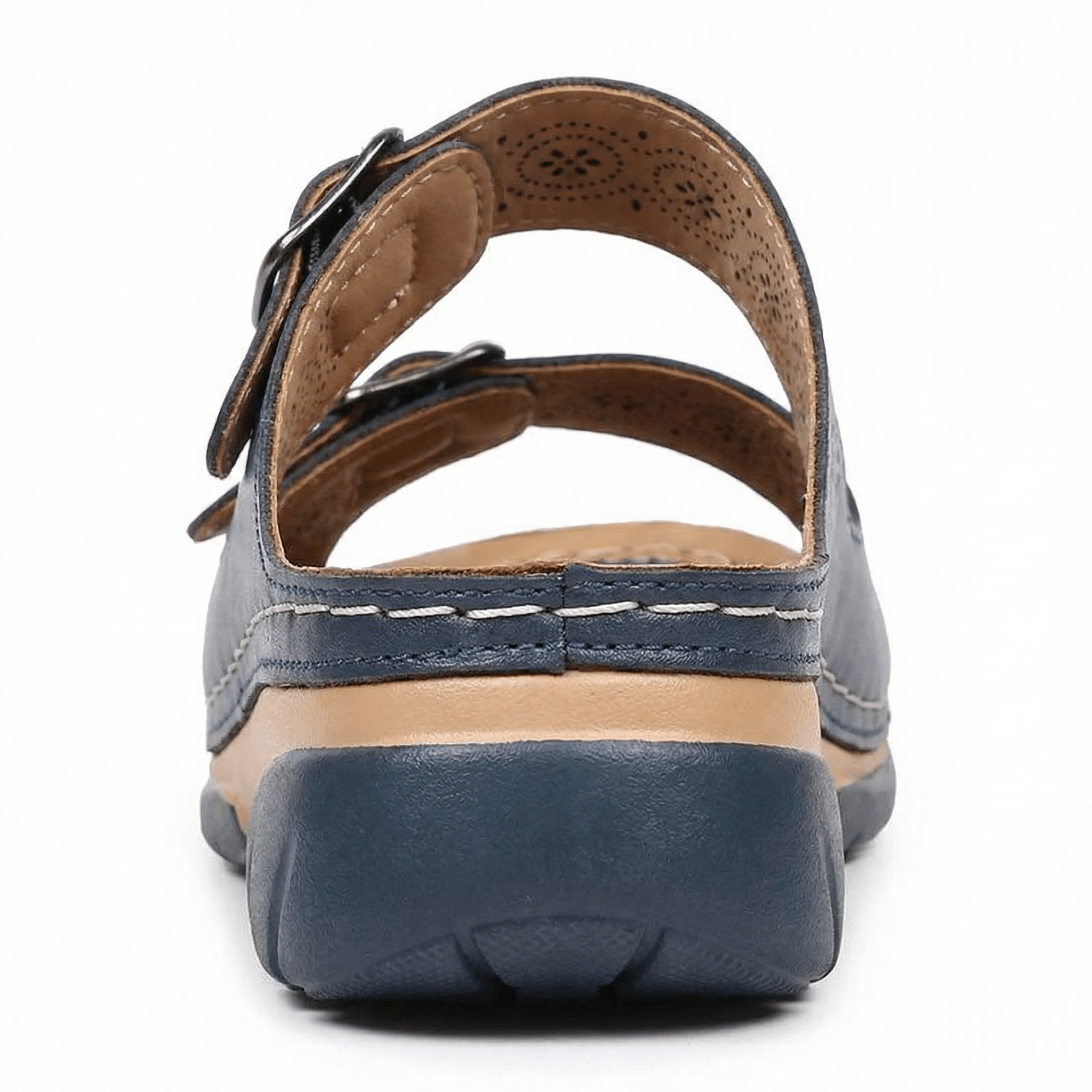 Women's Leather Sandals, Ergonomic Footbed, Arch Support, Adjustable Strap, Non-Slip Sole - Mateo & Eliana