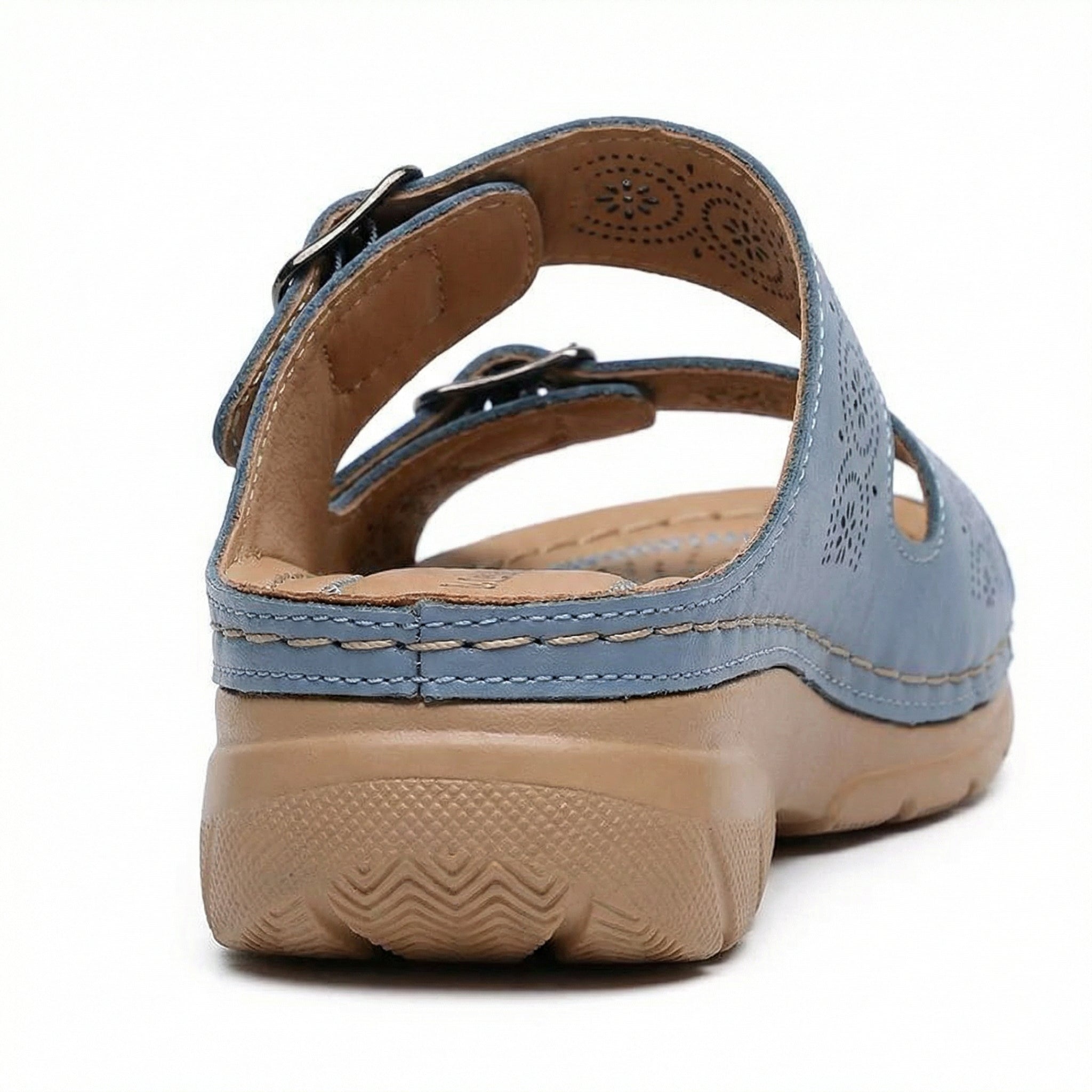 Women's Leather Sandals, Ergonomic Footbed, Arch Support, Adjustable Strap, Non-Slip Sole - Mateo & Eliana