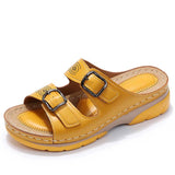 Women's Leather Sandals, Ergonomic Footbed, Arch Support, Adjustable Strap, Non-Slip Sole - Mateo & Eliana