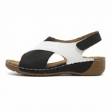 Women's Leather Sandals with Cushioned Sole, Adjustable Straps, Lightweight Casual Fit - Mateo & Eliana
