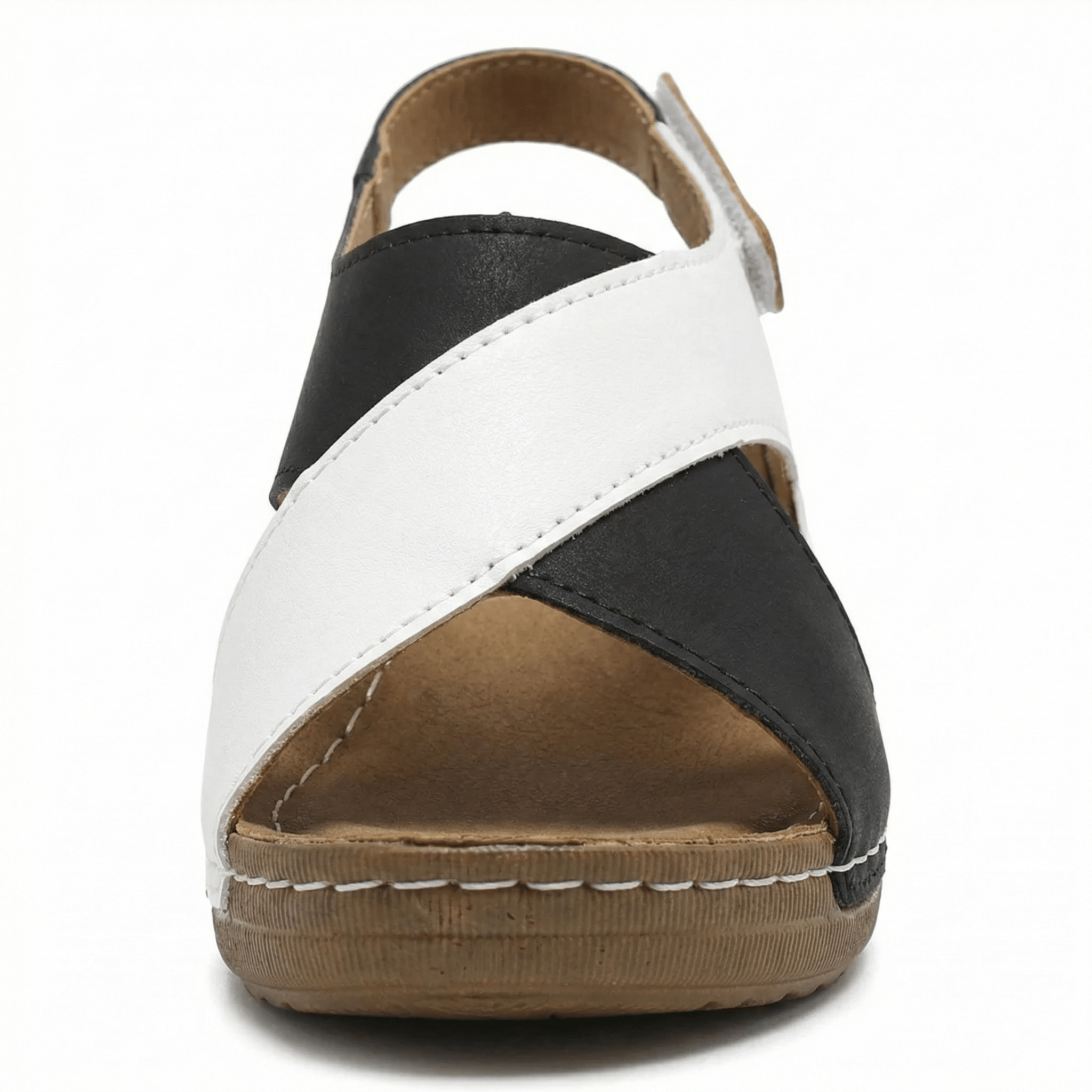 Women's Leather Sandals with Cushioned Sole, Adjustable Straps, Lightweight Casual Fit - Mateo & Eliana