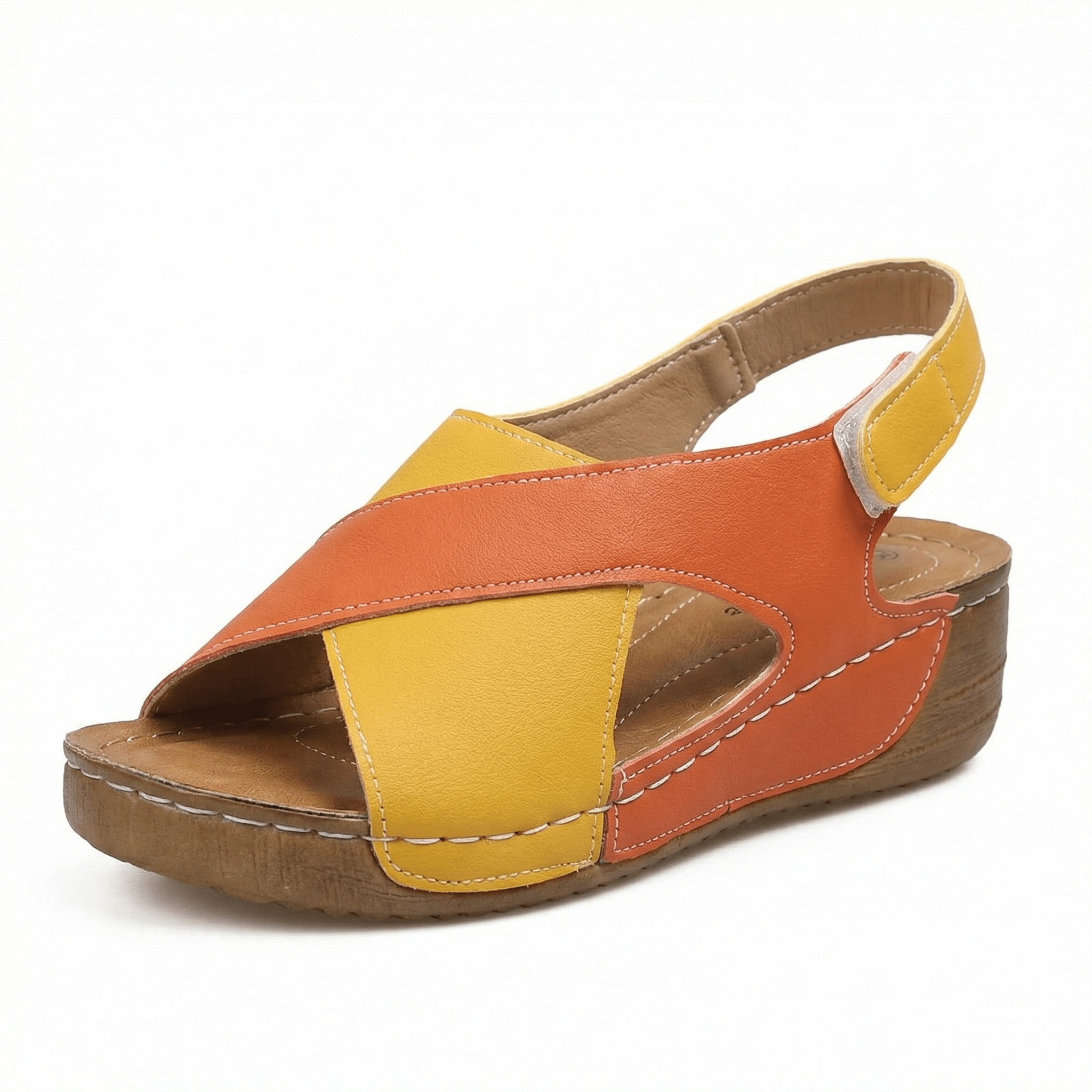 Women's Leather Sandals with Cushioned Sole, Adjustable Straps, Lightweight Casual Fit - Mateo & Eliana