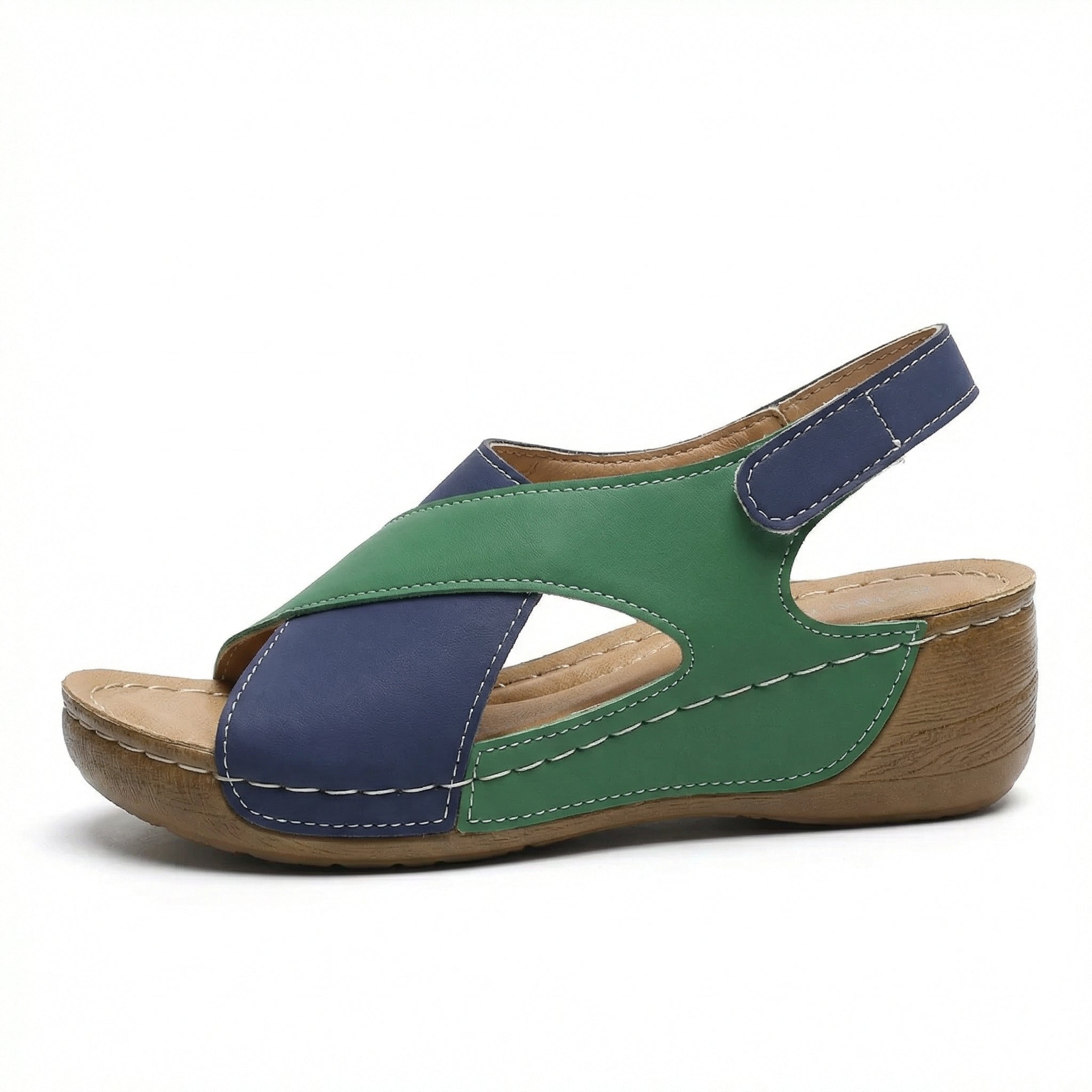 Women's Leather Sandals with Cushioned Sole, Adjustable Straps, Lightweight Casual Fit - Mateo & Eliana